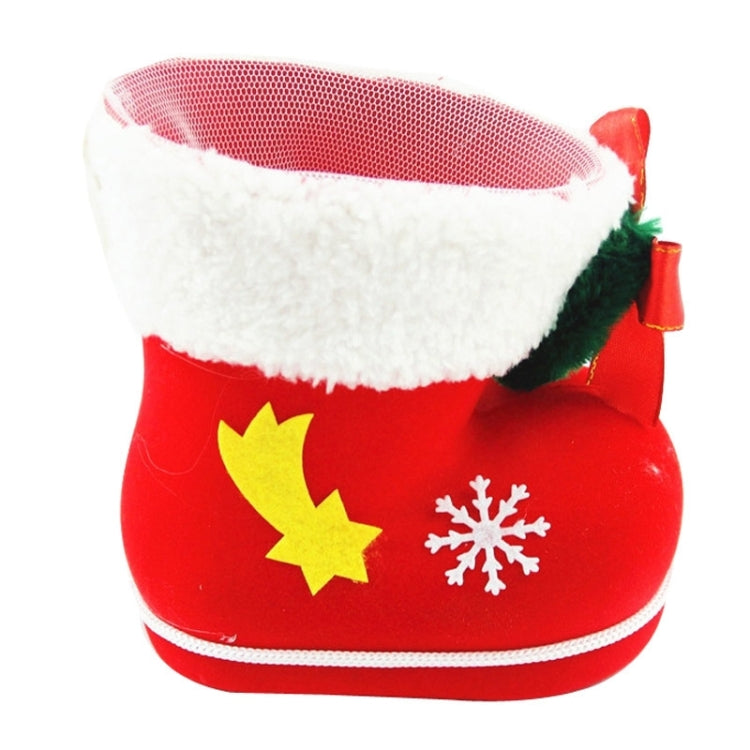 Santa Pattern Christmas Decoration Flocking Stocking Boot Candy Bag, Size: 14cm x 14cm x 8cm