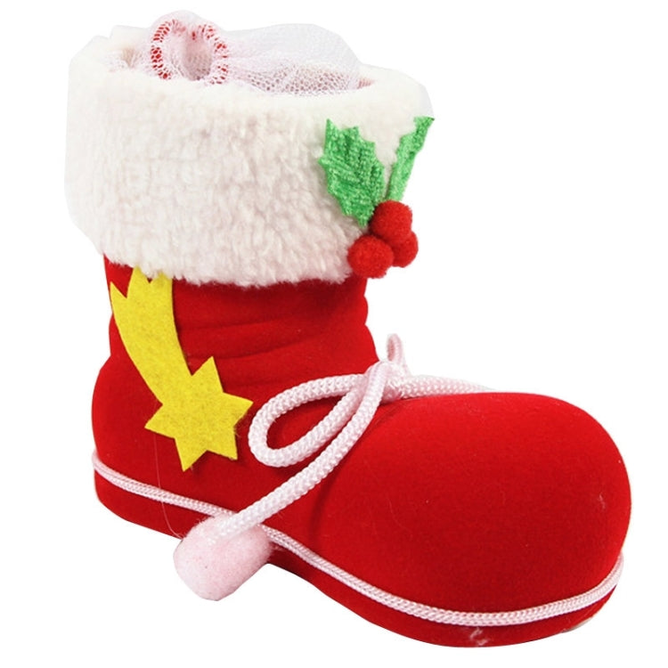 Santa Pattern Christmas Decoration Flocking Stocking Boot Candy Bag, Size: 14cm x 14cm x 8cm