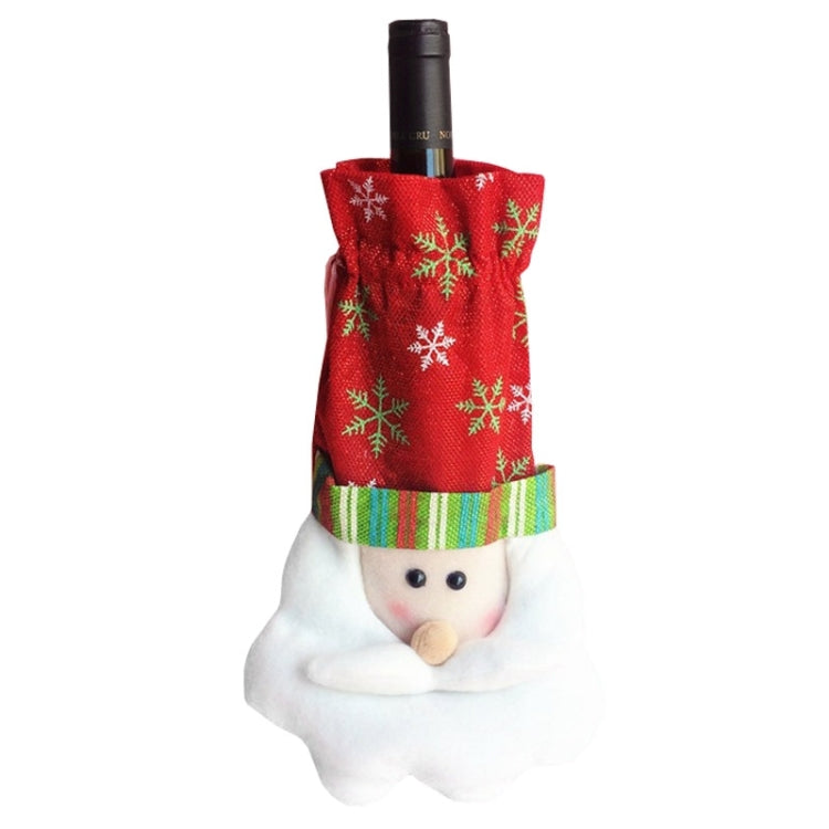 Santa Pattern Christmas Dinner Table Decoration Plush Champagne Wine Bottle Bag