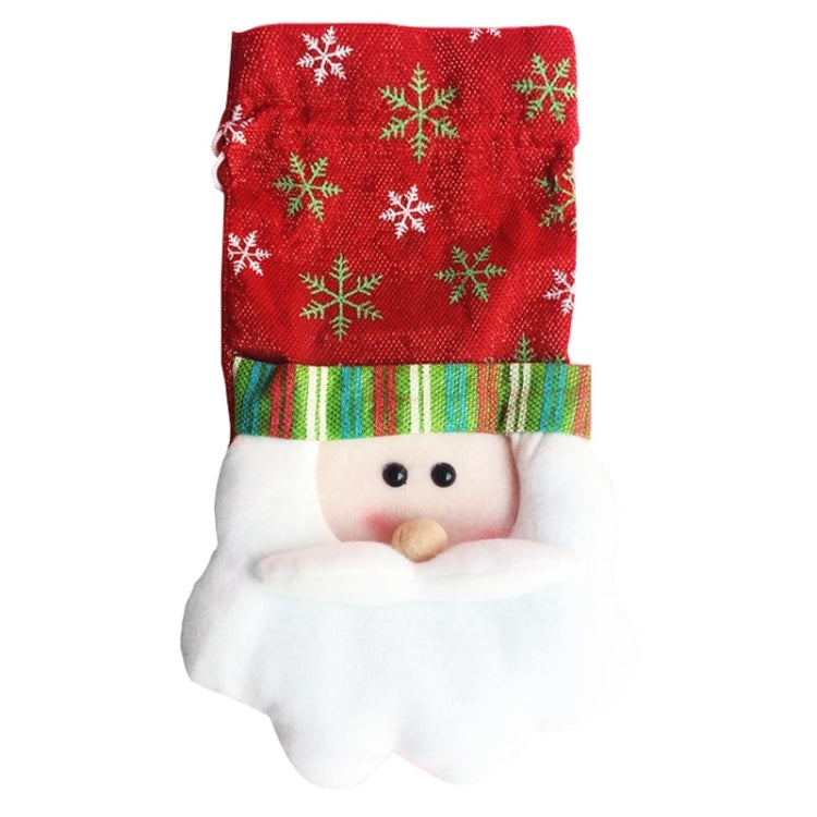 Santa Pattern Christmas Dinner Table Decoration Plush Champagne Wine Bottle Bag
