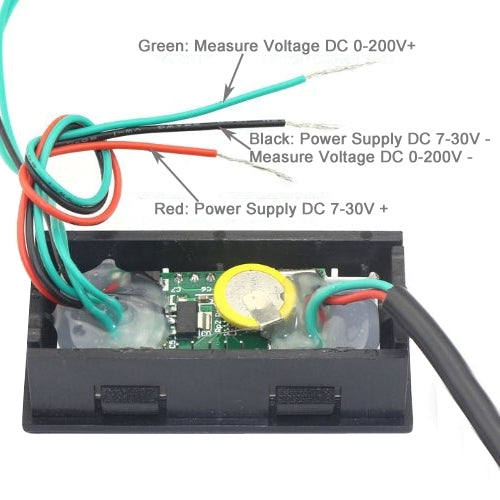 3 in 1 0.56 inch LED Digital Display Meter with Voltage / Temperature / Time Measurement, Range: -50-125 Celsius Degree / 7-30V
