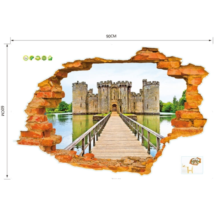 3D Creative Broken Wall Effect Ancient Castle Fashion Wall Stickers, Size: 60cm x 90cm