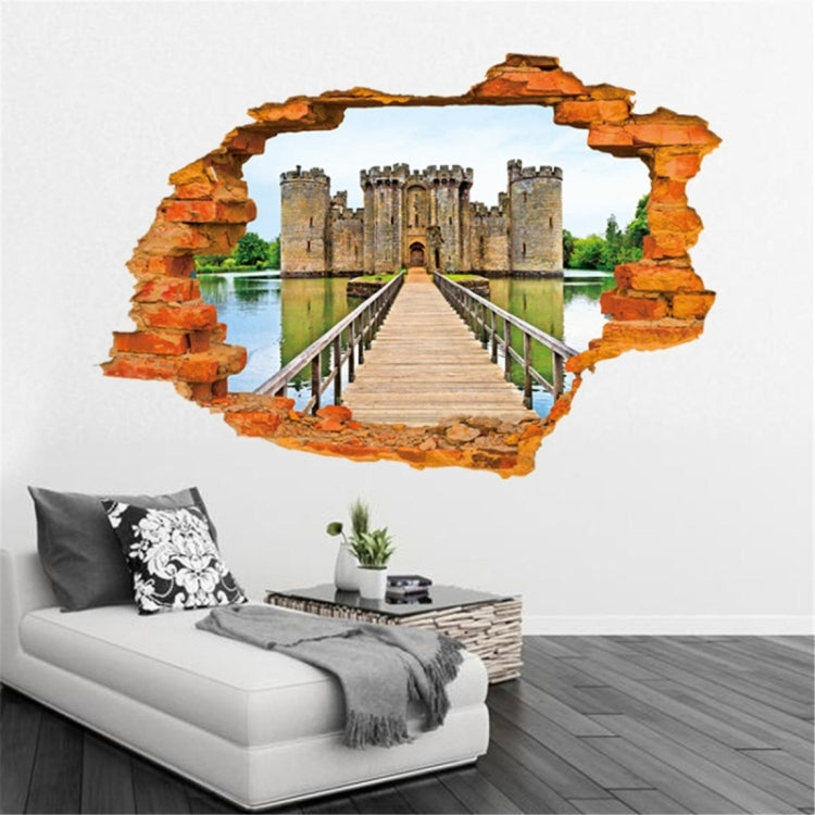 3D Creative Broken Wall Effect Ancient Castle Fashion Wall Stickers, Size: 60cm x 90cm