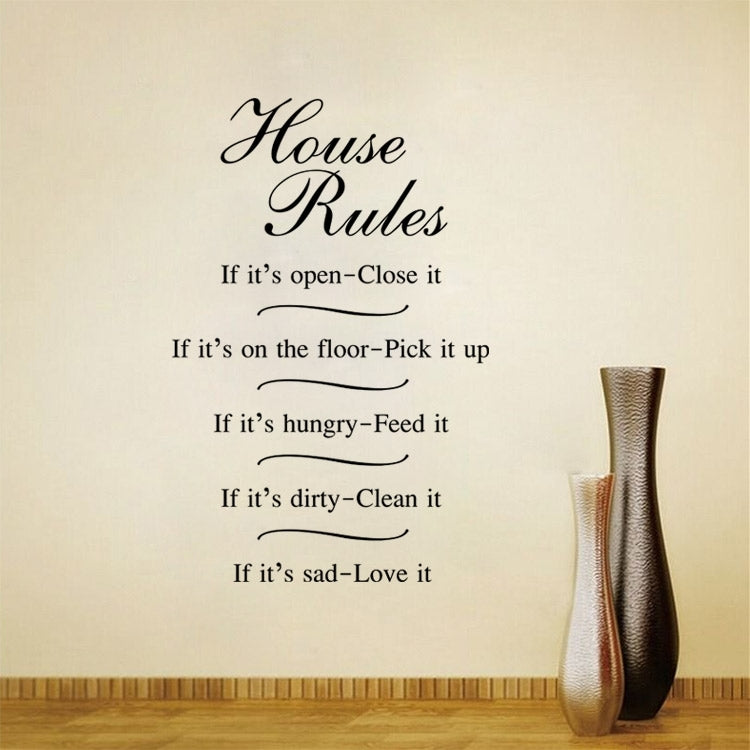 English Proverbs House Rules Decorative Living Room Bedroom Wall Stickers, Size: 58cm x 45.6cm, Random Delivery