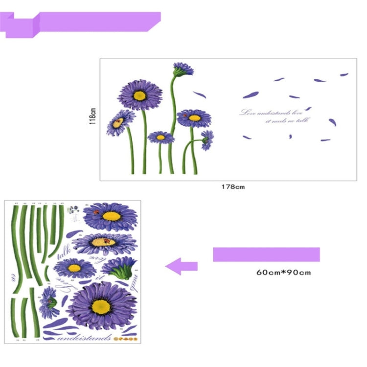 Daisy Pattern Lovely Children Room Decorative Wall Stickers, Size: 60cm x 90cm