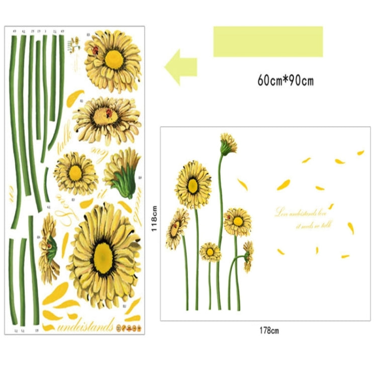 Daisy Pattern Lovely Children Room Decorative Wall Stickers, Size: 60cm x 90cm