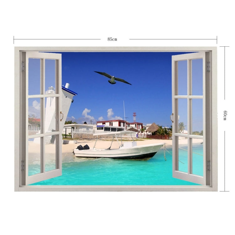 3D Bay Window View Removable Wall Art Sticker, Size: 60 x 85 x 0.3 cm