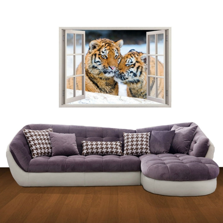 3D Tiger Window View Removable Wall Art Sticker, Size: 60 x 85 x 0.3 cm