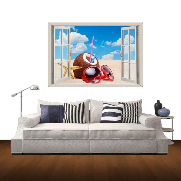 3D Scenery Window View Removable Wall Art Sticker, Size: 85 x 120 x 0.3 cm