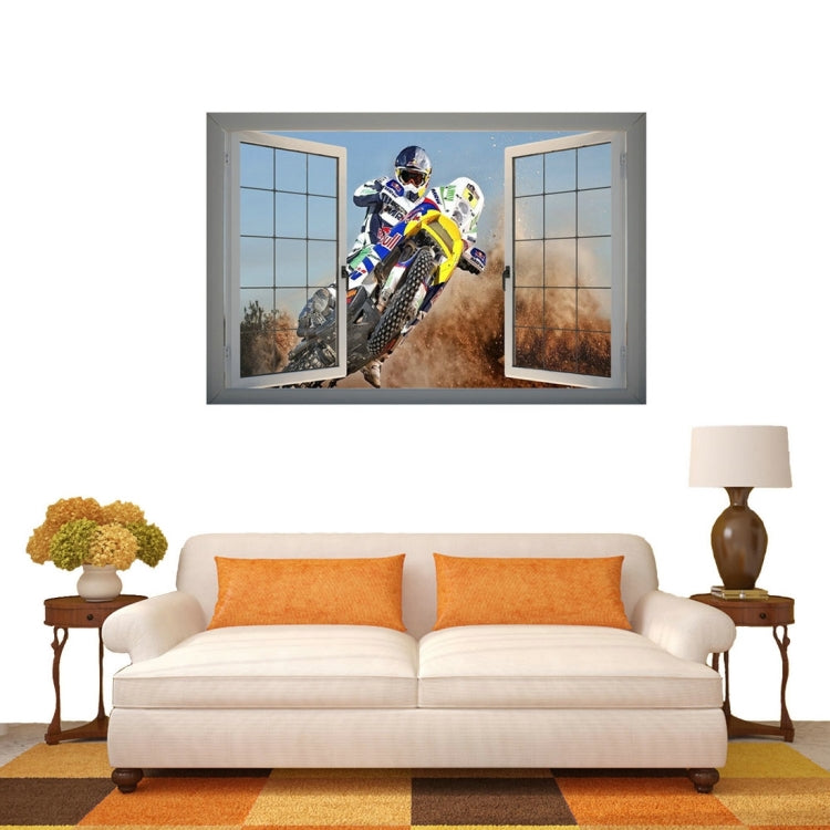 3D Handsome Racing Window View Removable Wall Art Sticker, Size: 66 x 98 x 0.3 cm