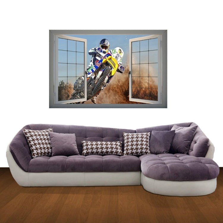 3D Handsome Racing Window View Removable Wall Art Sticker, Size: 66 x 98 x 0.3 cm