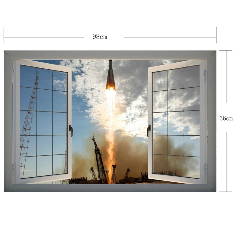 3D Spacecraft Window View Removable Wall Art Sticker, Size: 66 x 98 x 0.3 cm