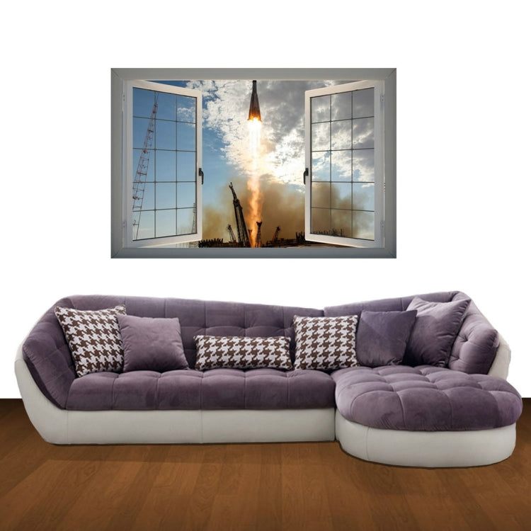 3D Spacecraft Window View Removable Wall Art Sticker, Size: 66 x 98 x 0.3 cm