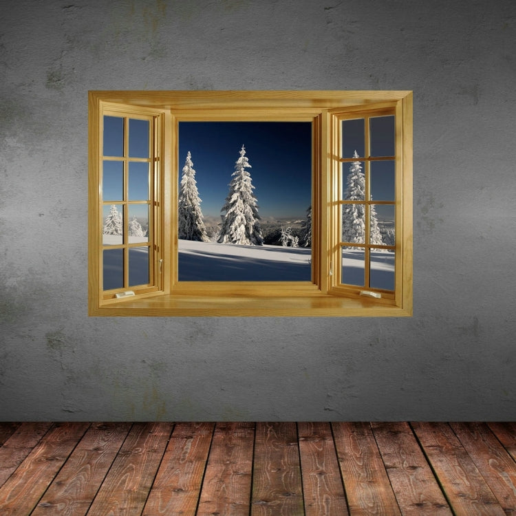 3D Snowscape Window View Removable Wall Art Sticker, Size: 66 x 98 x 0.3 cm