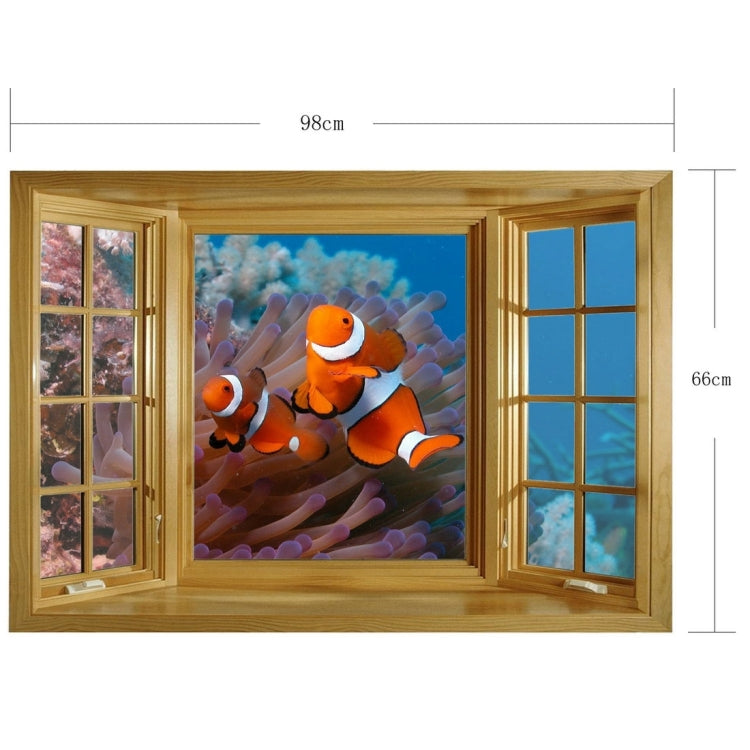 3D Dreamy Underwater World Window View Removable Wall Art Sticker, Size: 66 x 98 x 0.3 cm
