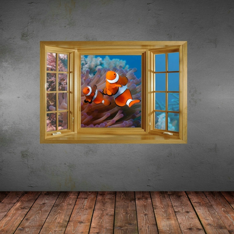 3D Dreamy Underwater World Window View Removable Wall Art Sticker, Size: 66 x 98 x 0.3 cm