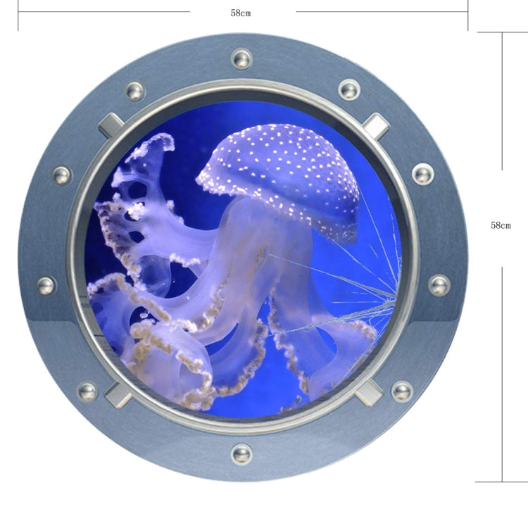 3D Benthos View Removable Circular Bathroom Wall Art Sticker, Size: 58 x 58 x 0.3 cm