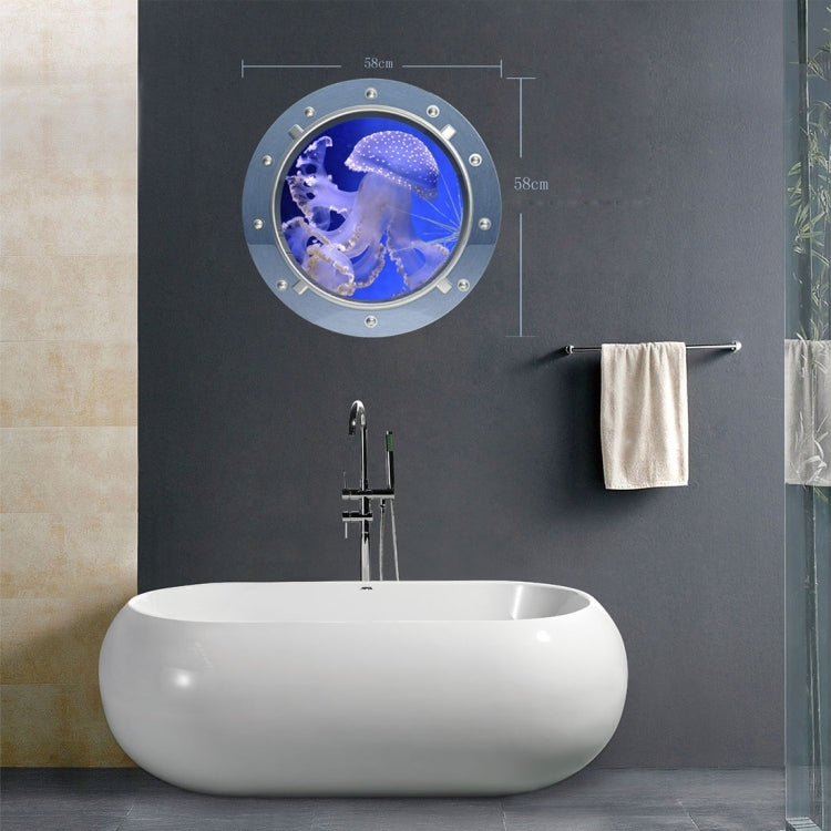 3D Benthos View Removable Circular Bathroom Wall Art Sticker, Size: 58 x 58 x 0.3 cm