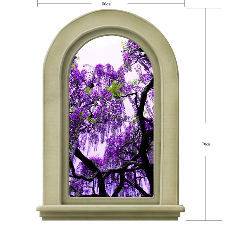 3D Elegant Purple Flowers Tree View Removable Bathroom Wall Art Sticker, Size: 70 x 50 x 0.3 cm