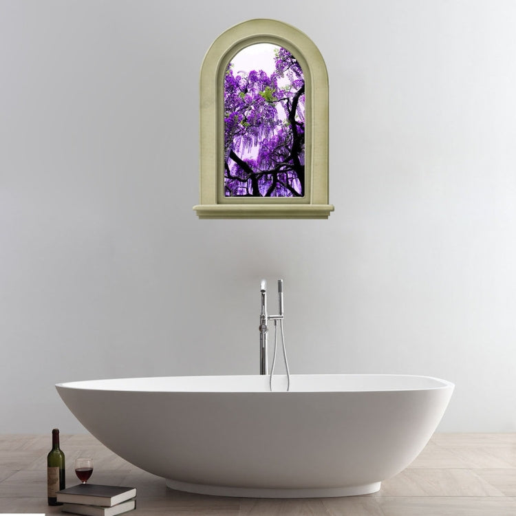3D Elegant Purple Flowers Tree View Removable Bathroom Wall Art Sticker, Size: 70 x 50 x 0.3 cm