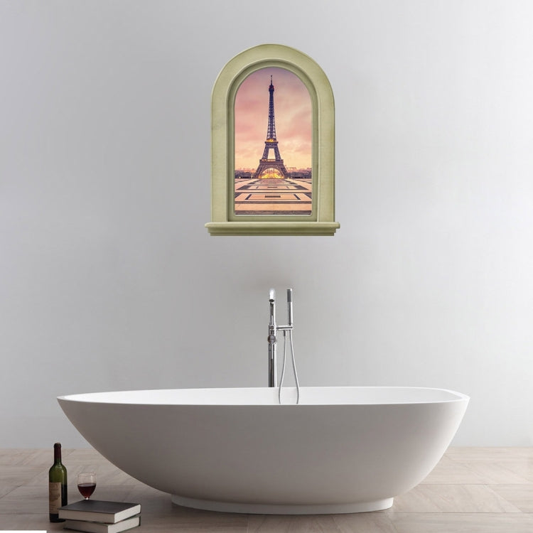 3D Tower View Removable Bathroom Wall Art Sticker, Size: 70 x 50 x 0.3 cm