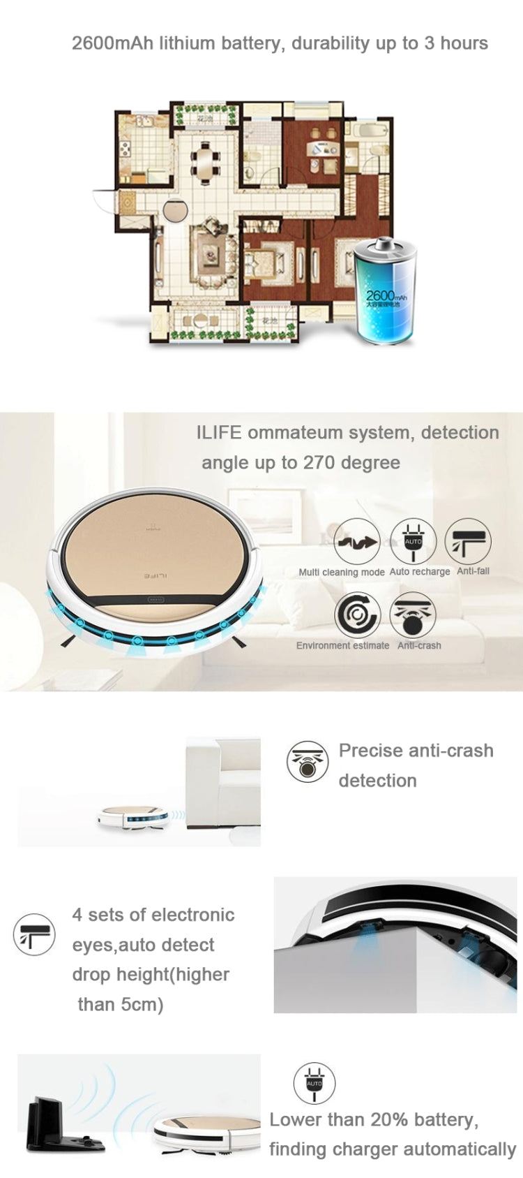 CHUWI ILIFE V5 Pro Robotic Vacuum Cleaner with Built-in Cistern