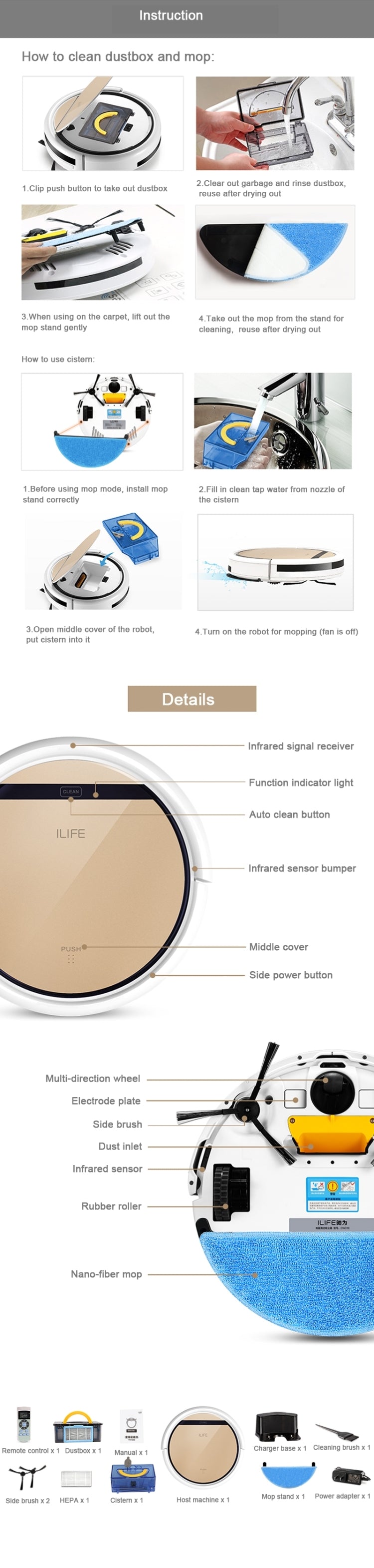 CHUWI ILIFE V5 Pro Robotic Vacuum Cleaner with Built-in Cistern