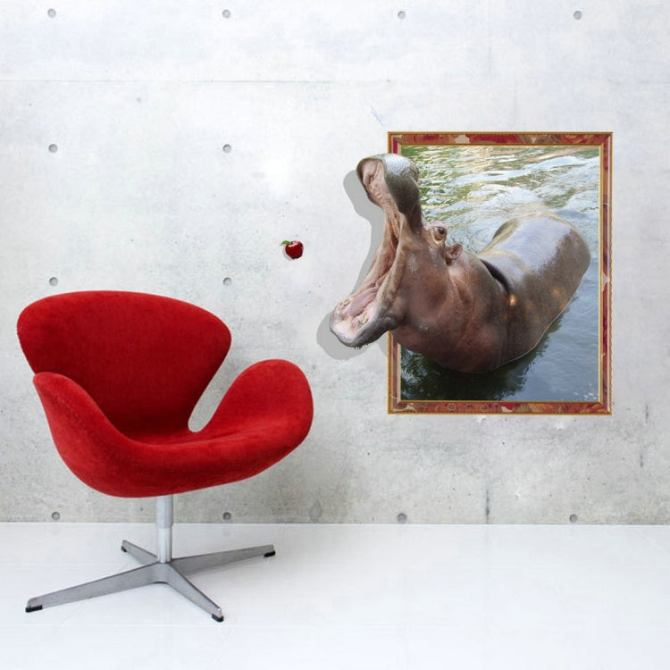 3D Hippo Removable Wall Art Stickers, Size: 61.9 x 58 x 0.3 cm