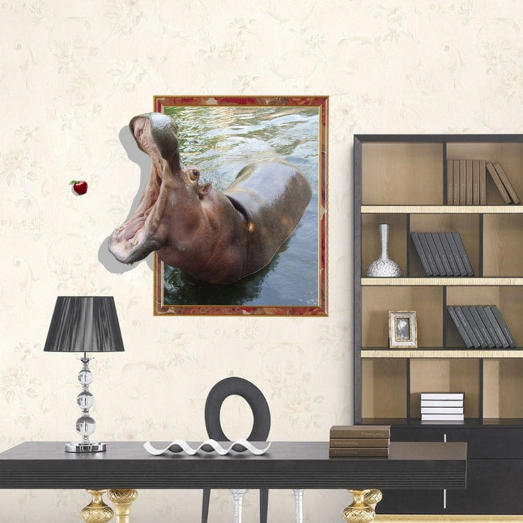 3D Hippo Removable Wall Art Stickers, Size: 61.9 x 58 x 0.3 cm