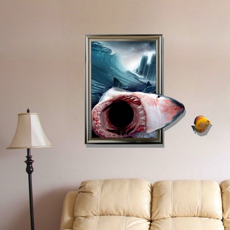 3D Shark Removable Wall Art Stickers, Size: 63.5 x 58 x 0.3 cm