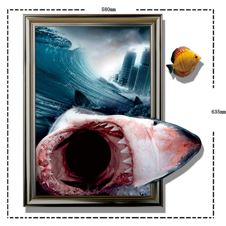3D Shark Removable Wall Art Stickers, Size: 63.5 x 58 x 0.3 cm