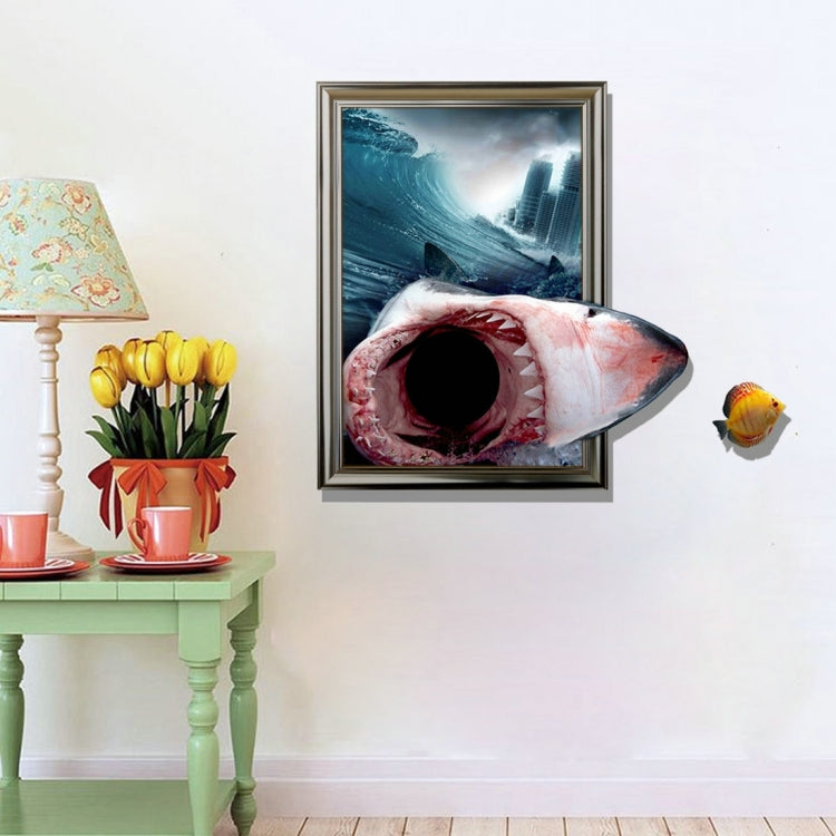 3D Shark Removable Wall Art Stickers, Size: 63.5 x 58 x 0.3 cm