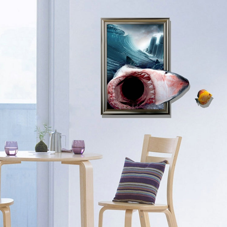 3D Shark Removable Wall Art Stickers, Size: 63.5 x 58 x 0.3 cm