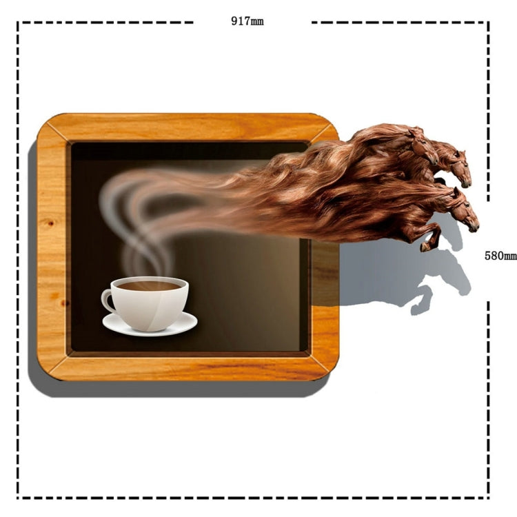 3D Coffee & Horse Removable Wall Art Stickers, Size: 91.7 x 58 x 0.3 cm