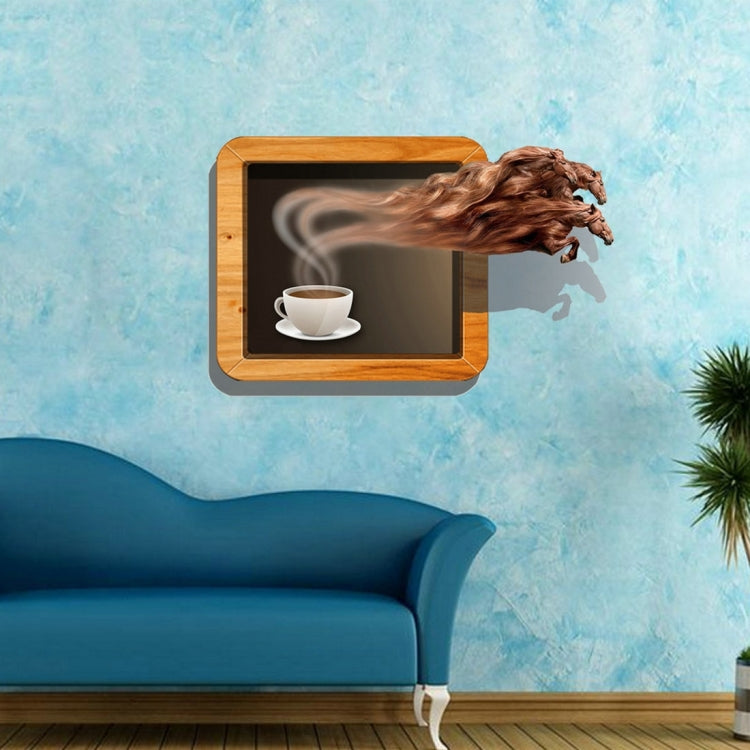 3D Coffee & Horse Removable Wall Art Stickers, Size: 91.7 x 58 x 0.3 cm