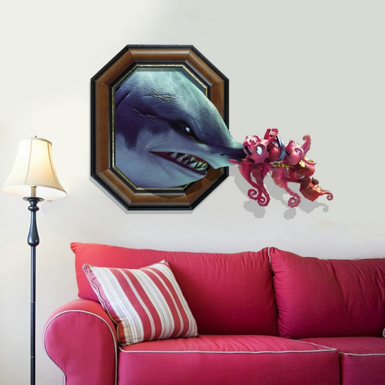 3D Shark & Sea Horse Removable Wall Art Stickers, Size: 81.7 x 58 x 0.3 cm