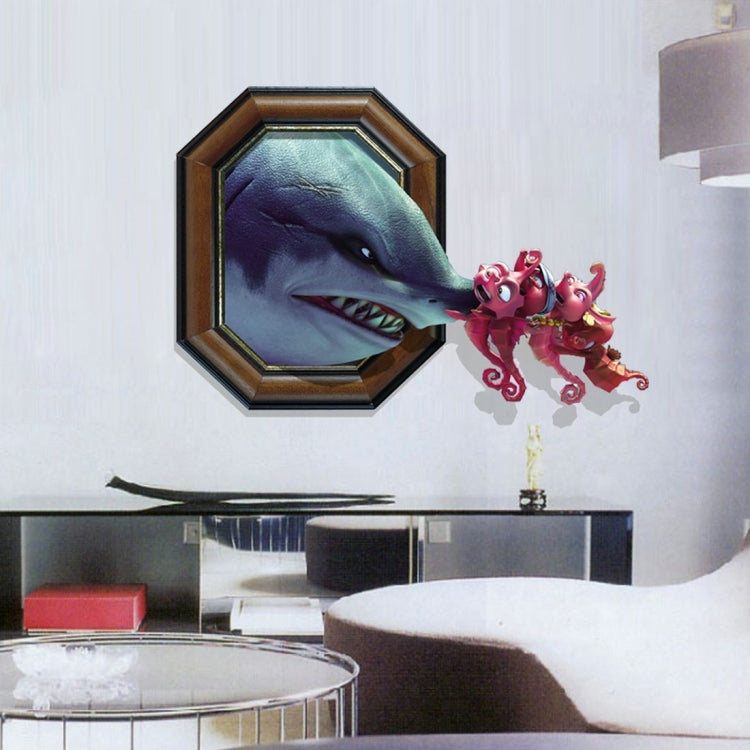 3D Shark & Sea Horse Removable Wall Art Stickers, Size: 81.7 x 58 x 0.3 cm