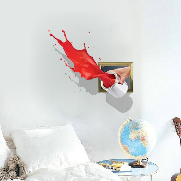 3D Splash Red Paint Removable Wall Art Stickers, Size: 60.6 x 58 x 0.3 cm