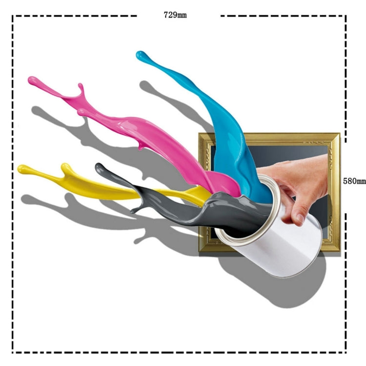 3D Splash Colorful Paint Removable Wall Art Stickers, Size: 72.9 x 58 x 0.3 cm