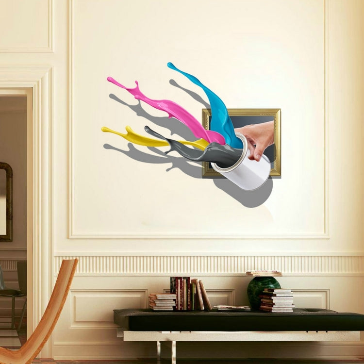 3D Splash Colorful Paint Removable Wall Art Stickers, Size: 72.9 x 58 x 0.3 cm