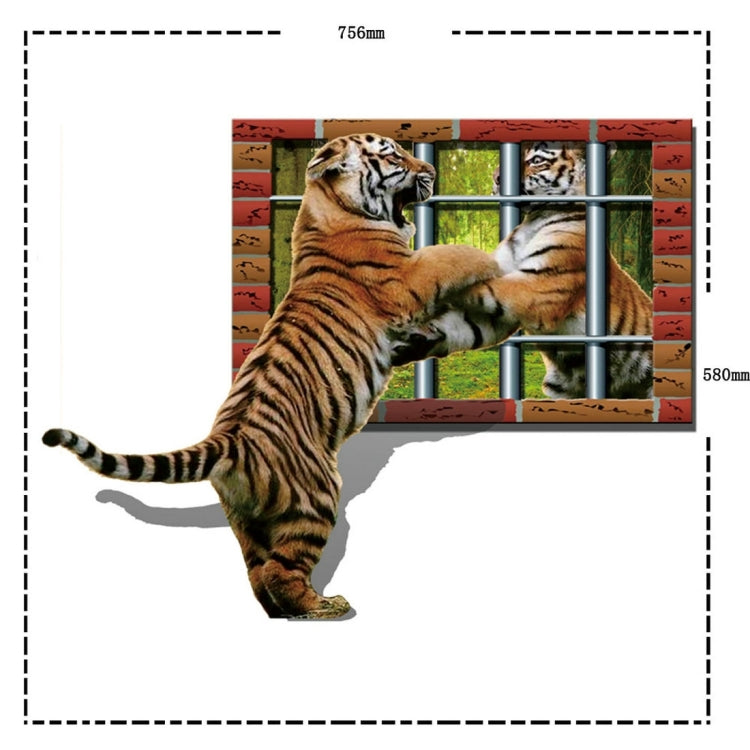 3D Tiger Removable Wall Art Stickers, Size: 75.6 x 58 x 0.3 cm