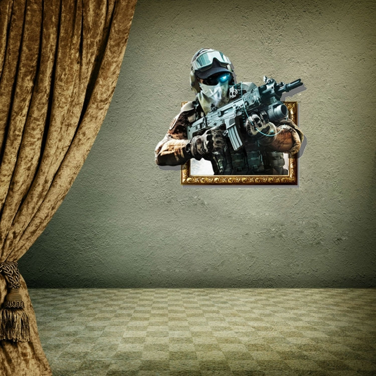 3D Soldier Removable Wall Art Stickers, Size: 63 x 58 x 0.3 cm