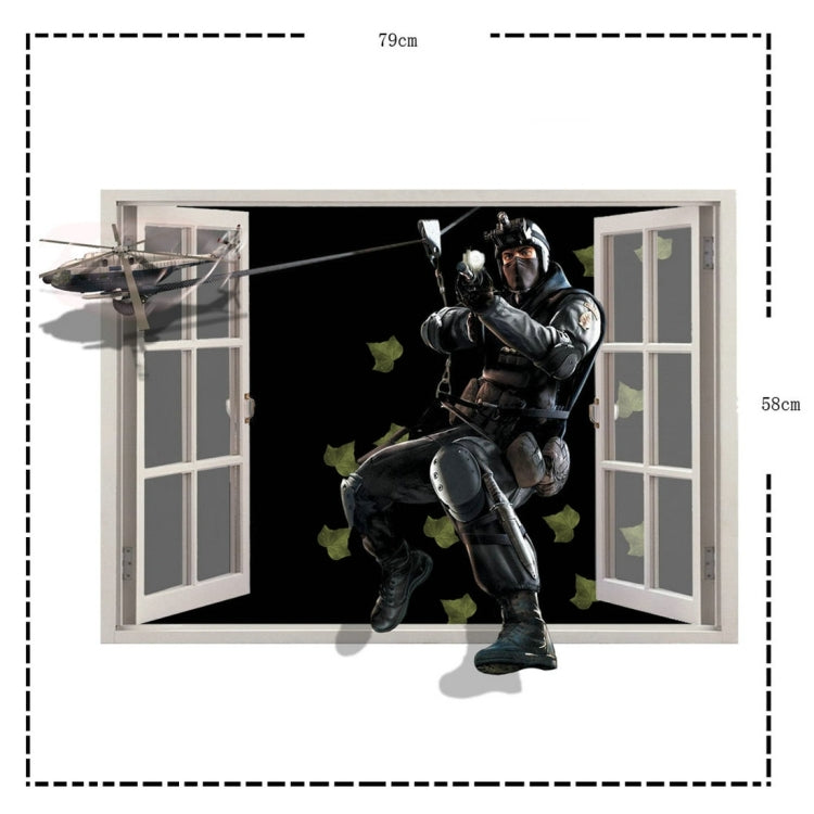 3D Soldier Removable Wall Art Stickers, Size: 79 x 58 x 0.3 cm