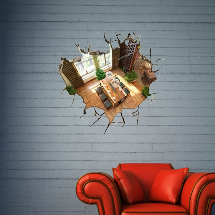3D Living Room Removable Wall Art Stickers, Size: 59 x 58 x 0.3 cm