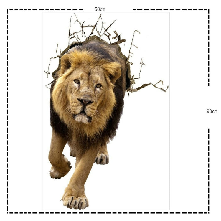 3D Lion Removable Wall Art Stickers, Size: 90 x 58 x 0.3 cm