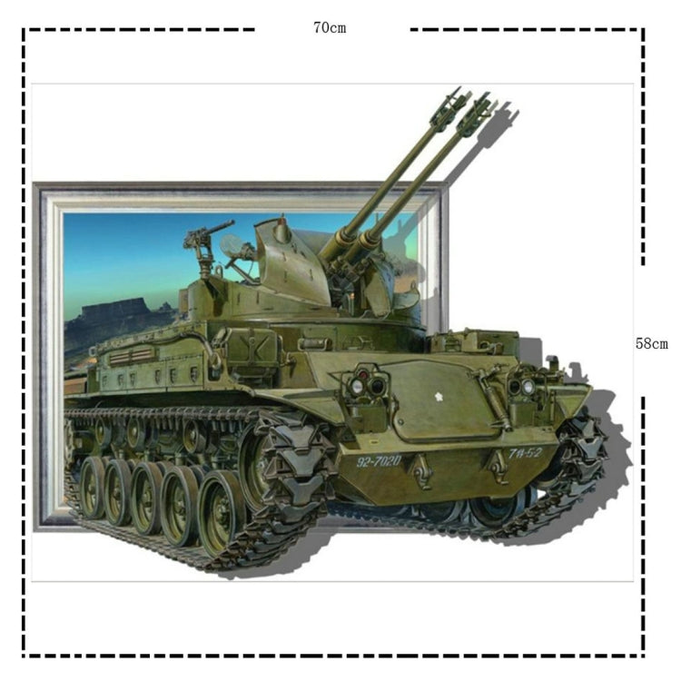 3D Tank Removable Wall Art Stickers, Size: 70 x 58 x 0.3 cm