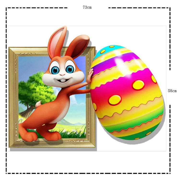 3D Rabbit & Egg Removable Wall Art Stickers, Size: 71 x 58 x 0.3 cm