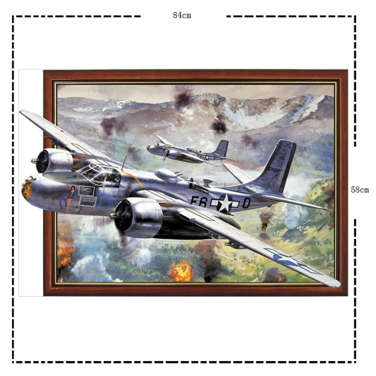3D Fighter Aircraft Removable Wall Art Stickers, Size: 84 x 58 x 0.3 cm