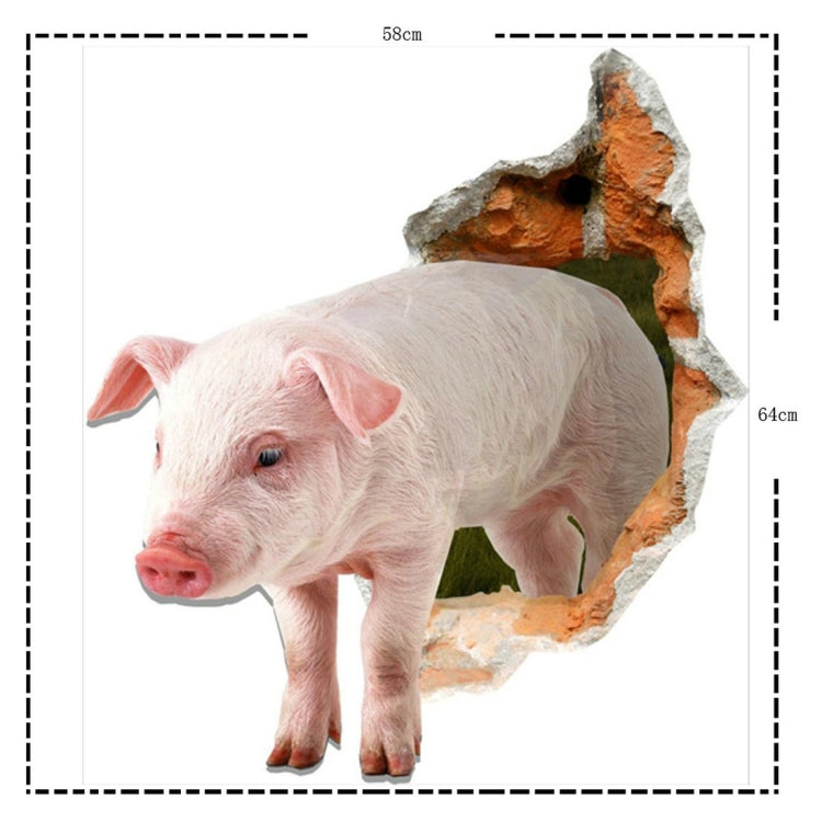 3D Pig Removable Wall Art Stickers, Size: 64 x 58 x 0.3 cm