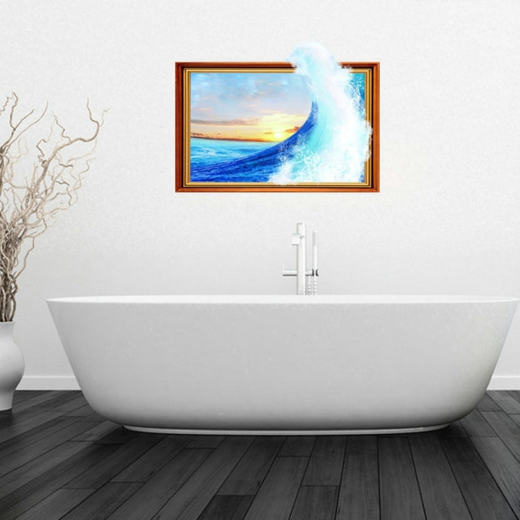 3D Wave Removable Bathroom Art Stickers, Size: 76 x 58 x 0.3 cm